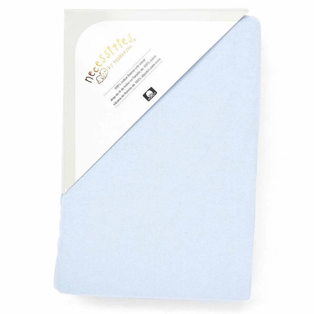 Drap de lit de bébé en flanelle bleue Necessities By Tendertyme