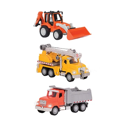 Driven, Micro Construction Fleet (3pc), Small Toy Construction Vehicle Set
