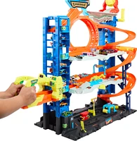 Hot Wheels  Ville  Méga Garage, 2véhicules, rangement pour 50+ véh.