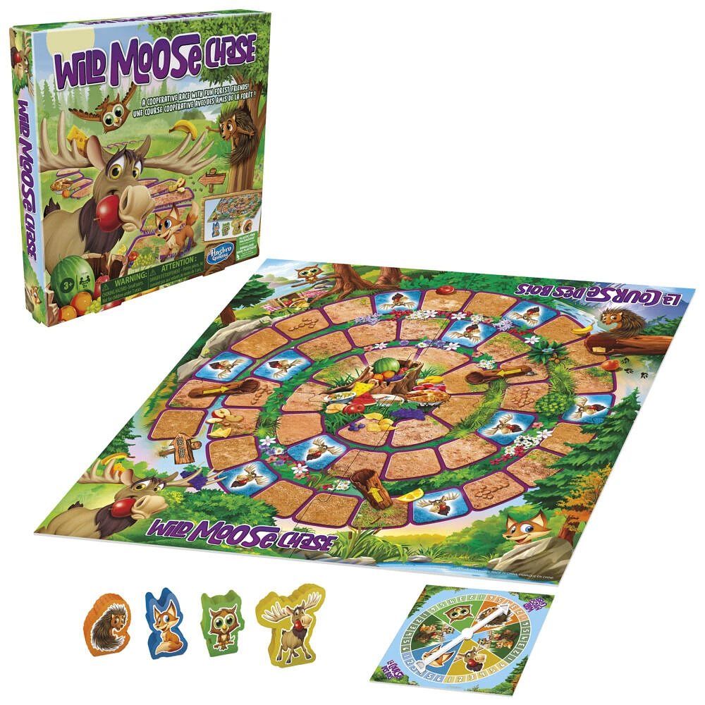 Wild Moose Chase Board Game, Forest-Themed Cooperative Game for Kids, Includes 4 Wooden Movers, Preschool Games