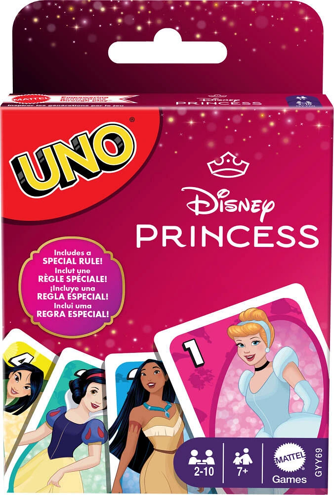 UNO Princesses Disney Jeu d'association de cartes, paquet de 112 cartes