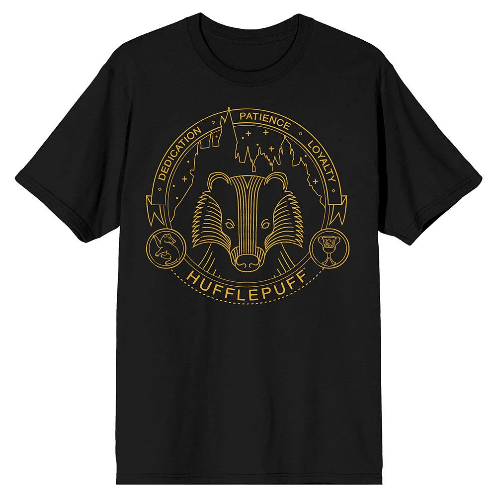 Harry Potter Hogwarts House Hufflepuff Beaver Noir T-Shirt
