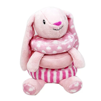 Bab & Tot Plush stacking activity toy: pink bunny