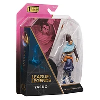 League of Legends, figurine à collectionner Yasuo de 10,2 cm avec détails de qualité supérieure et accessoire épée, collection Champion, qualité collectionneur
