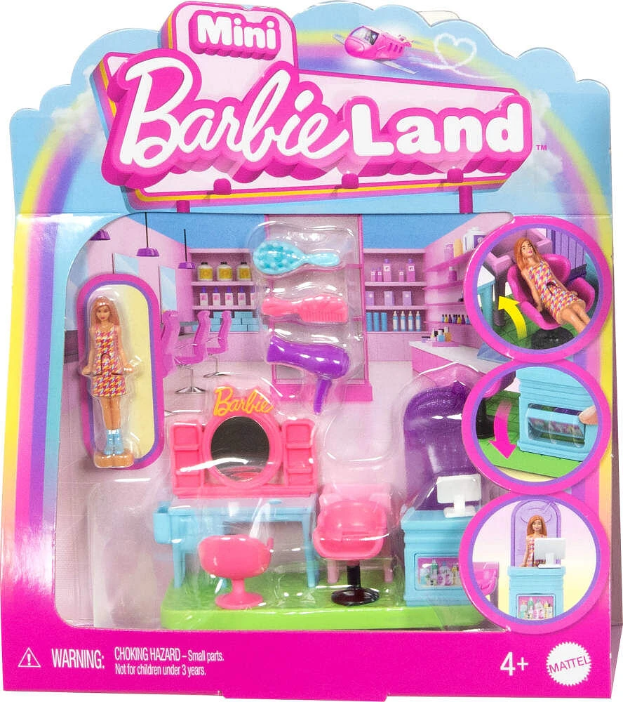 Barbie Mini BarbieLand Poupée et coffret de jeu Salon de Coiffure