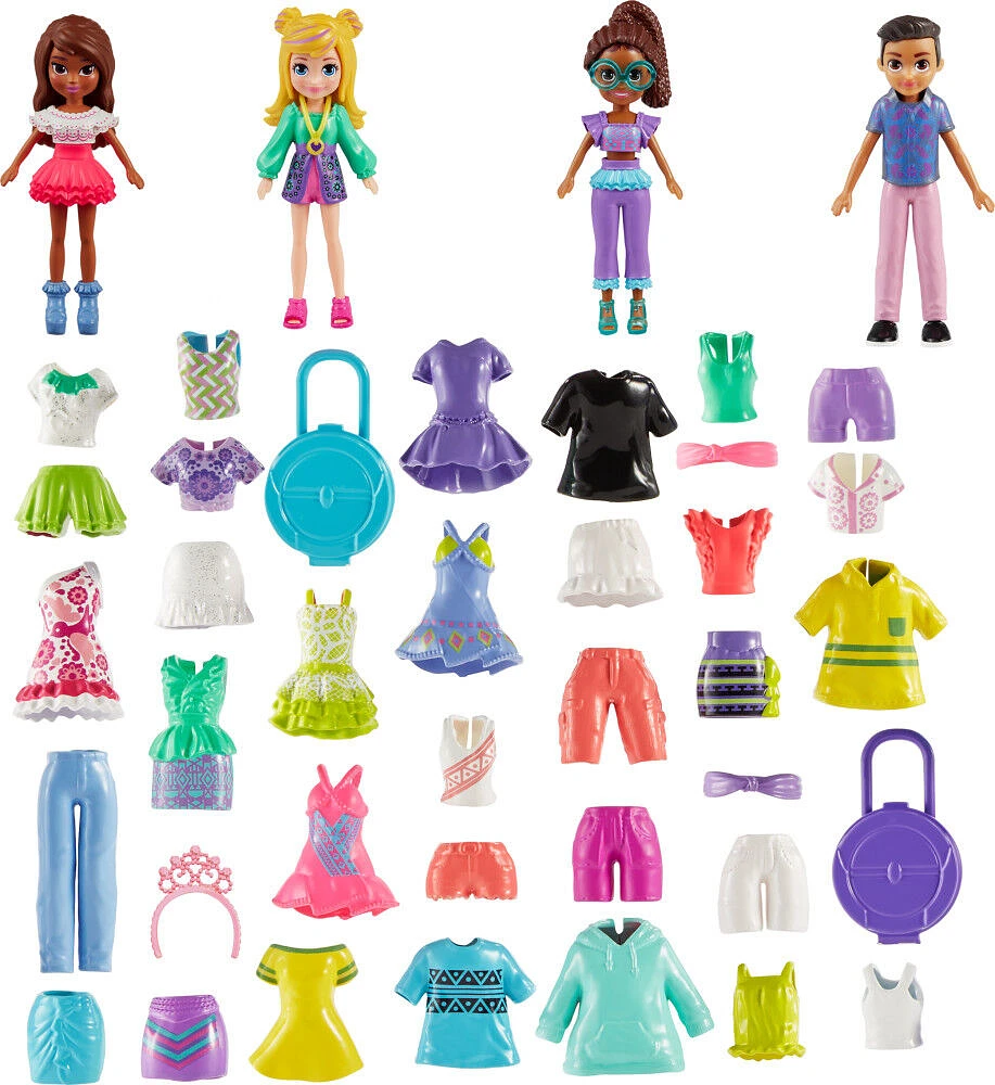 Polly Pocket Coffret Mode Aventures à Rio, 4poupées, 49éléments