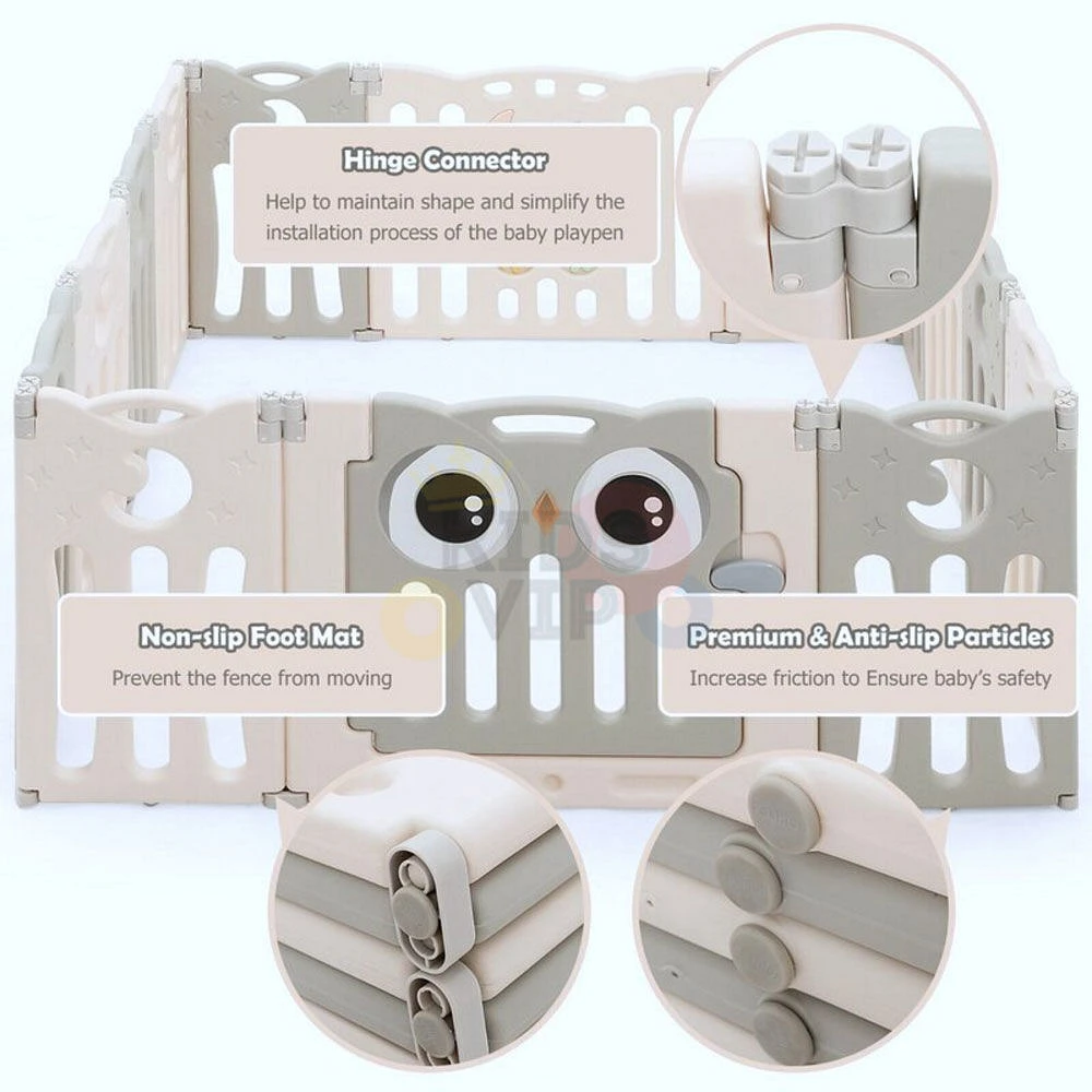 Kidsvip 16 Panels Foldable Playpen - English Edition