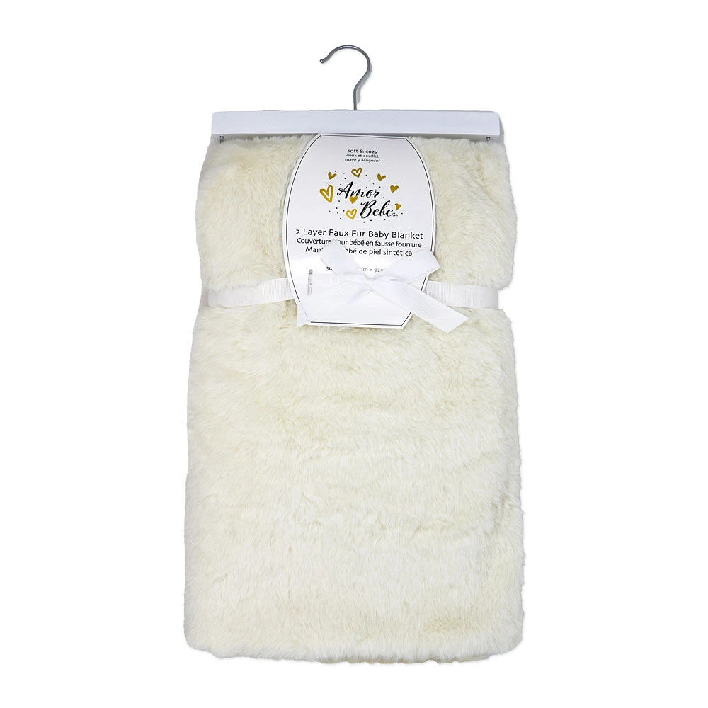 Couverture en peluche en fausse fourrure : Ivoire