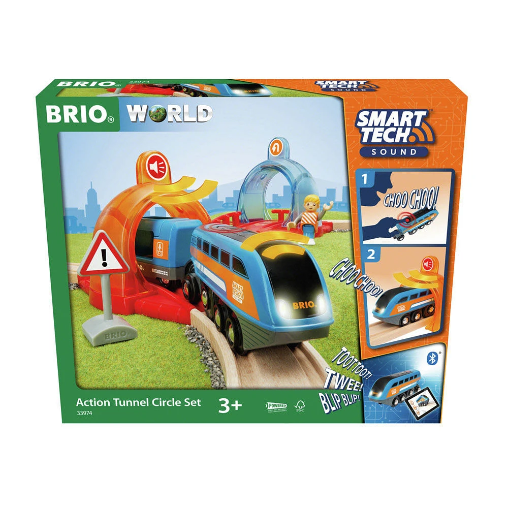 BRIO World Smart Tech Sound - Ensemble de Train Cercle avec Tunnel d'Action. Compatible avec tous les ensembles de train BRIO - Édition anglaise