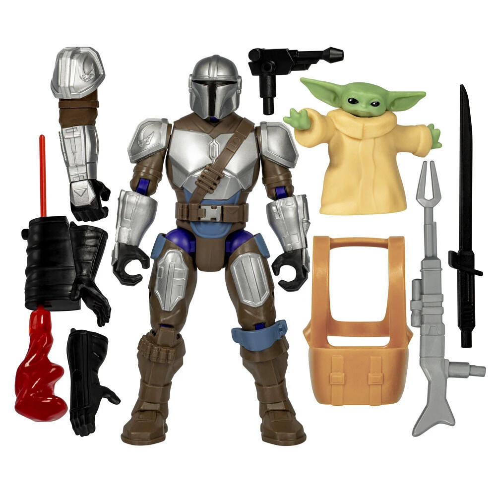 MixMashers Star Wars, figurine deluxe personnalisable Mandalorien avec Grogu à mélanger et combiner avec accessoires