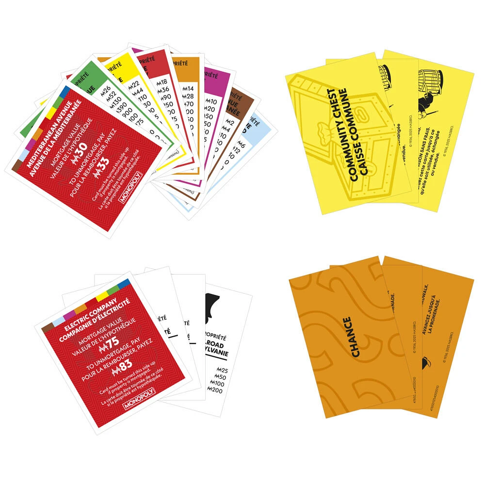 Monopoly, jeu de plateau avec boîte de rangement et pions grand format