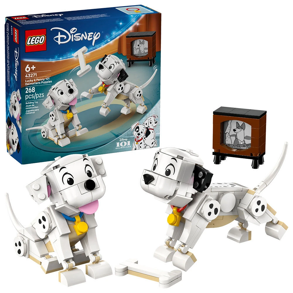 LEGO Disney Lucky et Penny, les Chiots des 101 Dalmatiens, Idée-Cadeau, Jouet de Construction pour Enfants 43271