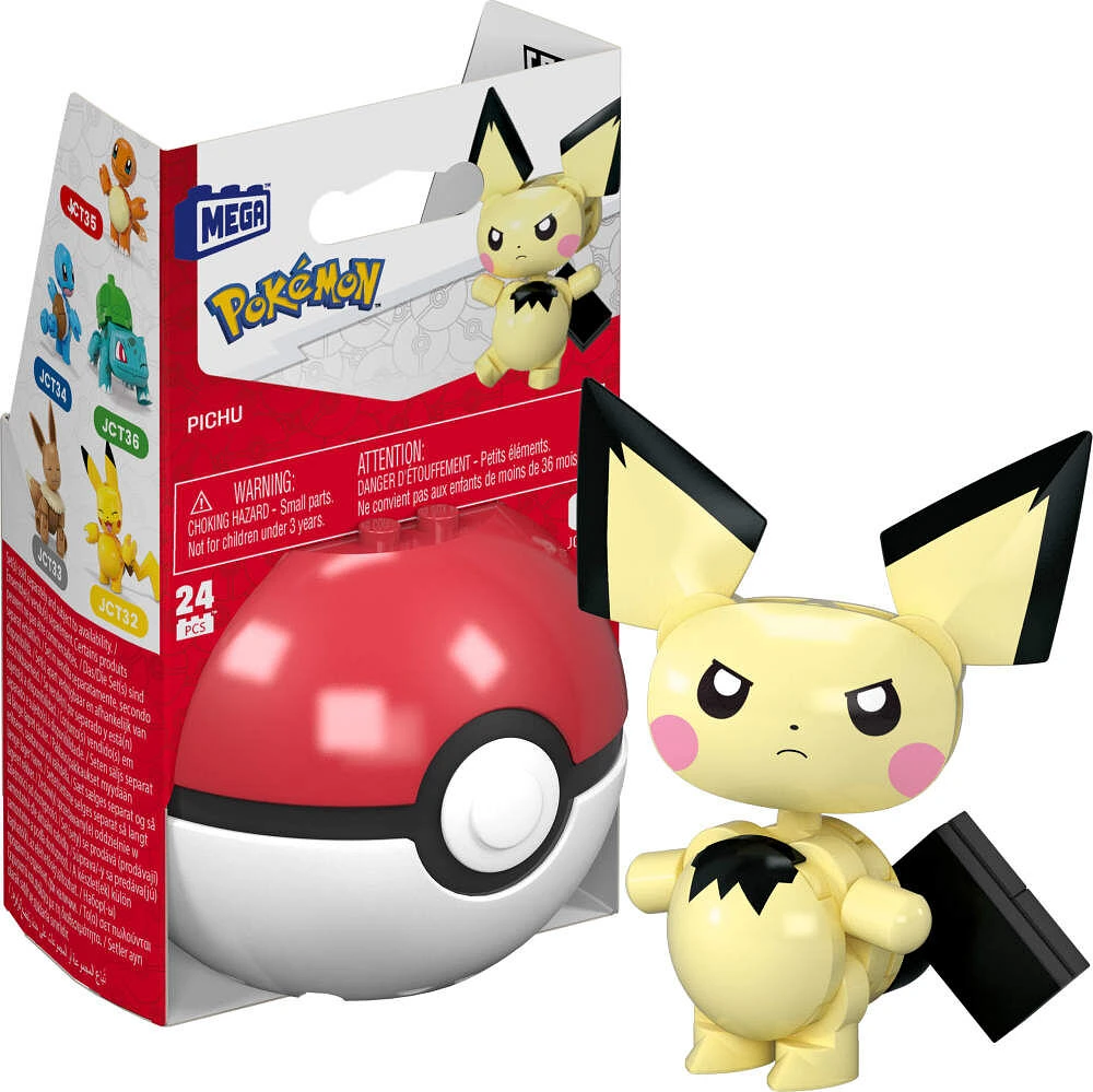 MEGA  Pokémon  Figurine articulée  Pichu, Pokéball (24 pièces)