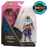 League of Legends, figurine à collectionner Yasuo de 10,2 cm avec détails de qualité supérieure et accessoire épée, collection Champion, qualité collectionneur