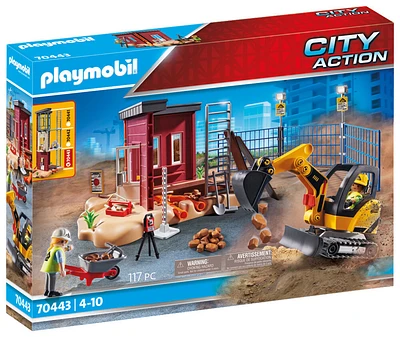 Mini-pelleteuse et chantier