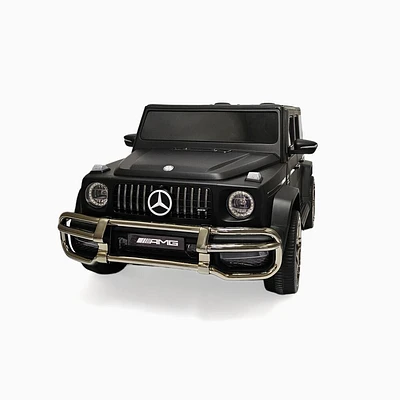 KIDSVIP Officially Licensed Mercedes G Series 24V 4x4 Kids Ride-On 2-Seater Car w/ Rubber Wheels, Music, RC - Matte Black