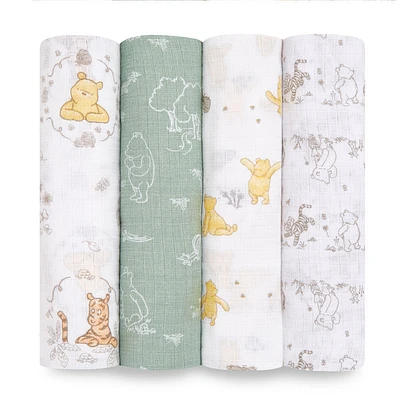 Muslin Swaddle Blk 4 Pack - Disney Winnie