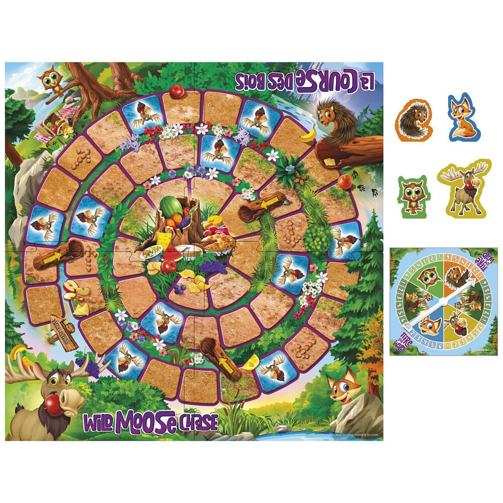 Wild Moose Chase Board Game, Forest-Themed Cooperative Game for Kids, Includes 4 Wooden Movers, Preschool Games