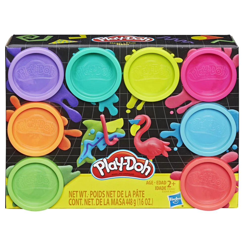 Play-Doh - Ensemble Fluo de 8 pots Play-Doh atoxique 8 couleurs