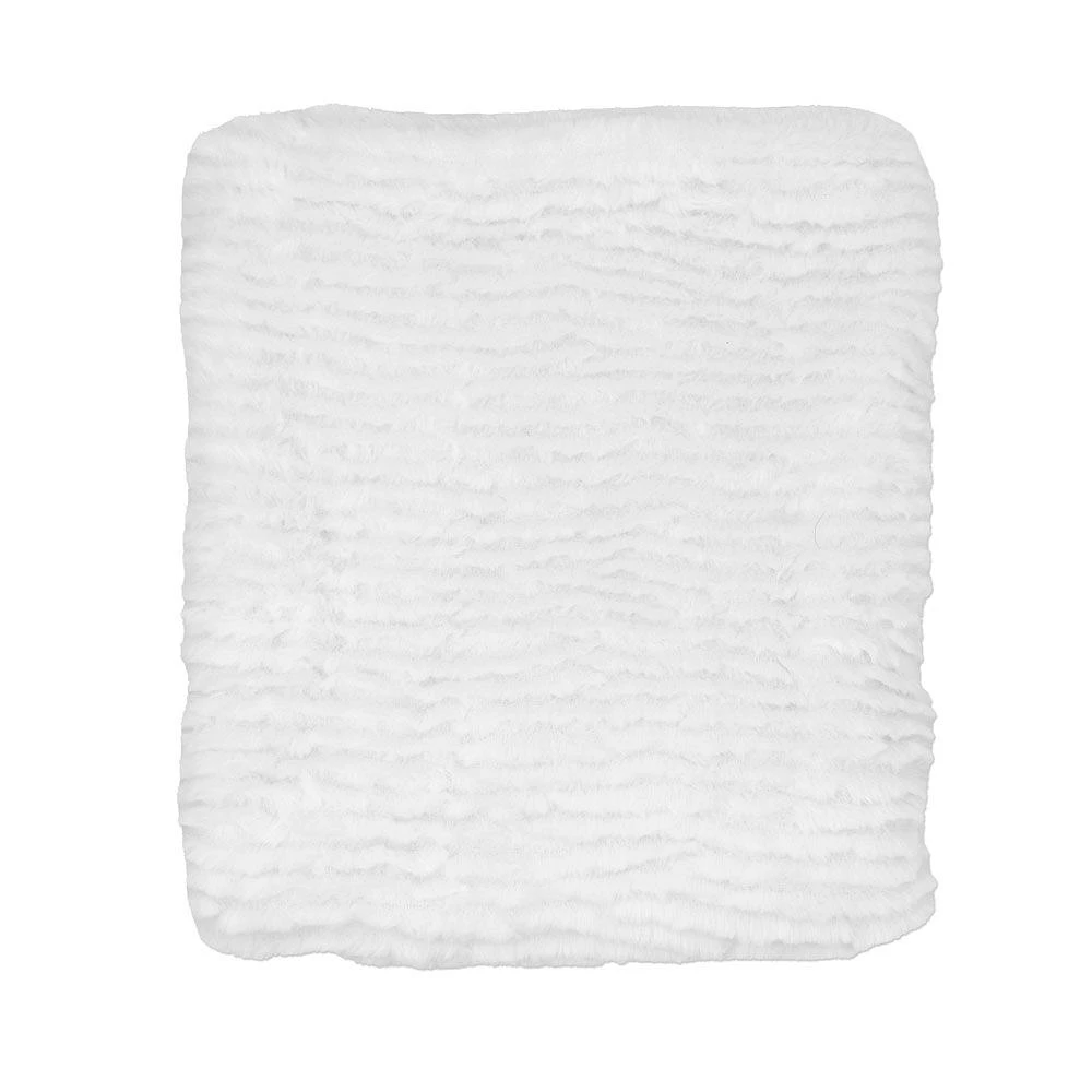 Signature Mode Bébé Couverture en peluche striée : blanc
