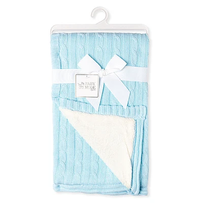 Cable Knit Sherpa Baby Blanket