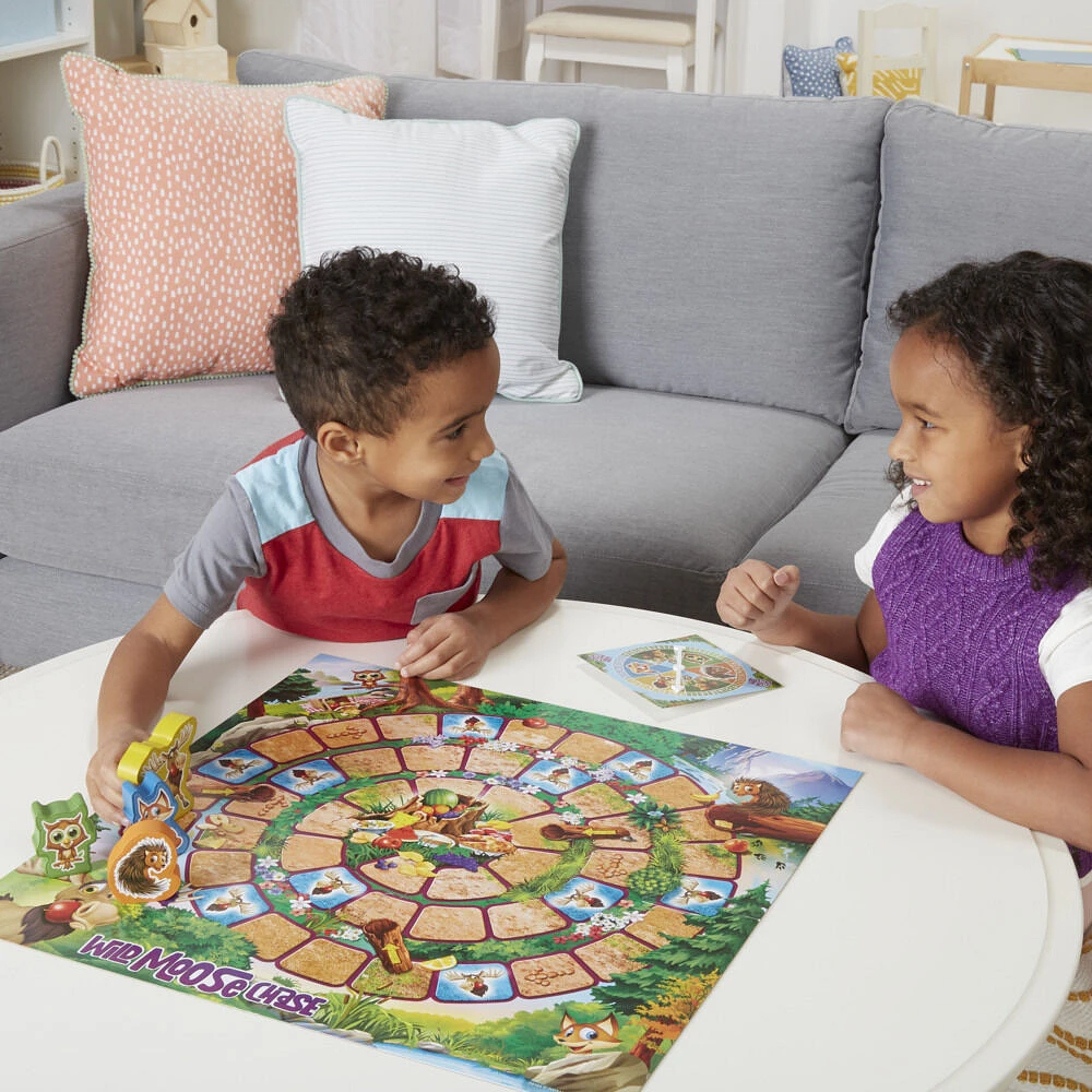 Wild Moose Chase Board Game, Forest-Themed Cooperative Game for Kids, Includes 4 Wooden Movers, Preschool Games