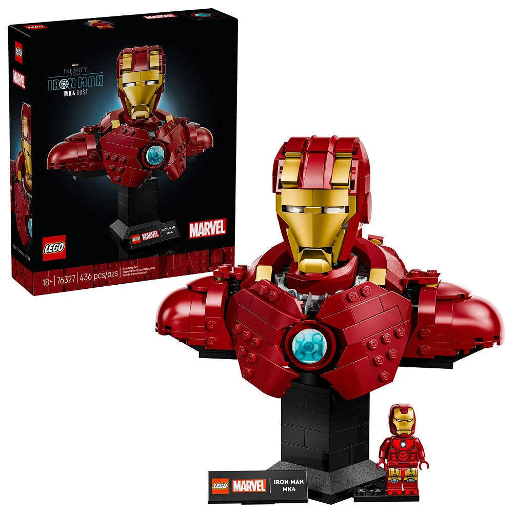 LEGO Marvel Le Buste d'Iron Man MK 4, Modèle à Construire pour Adultes avec Figurine, Cadeau à Collectionner 76327
