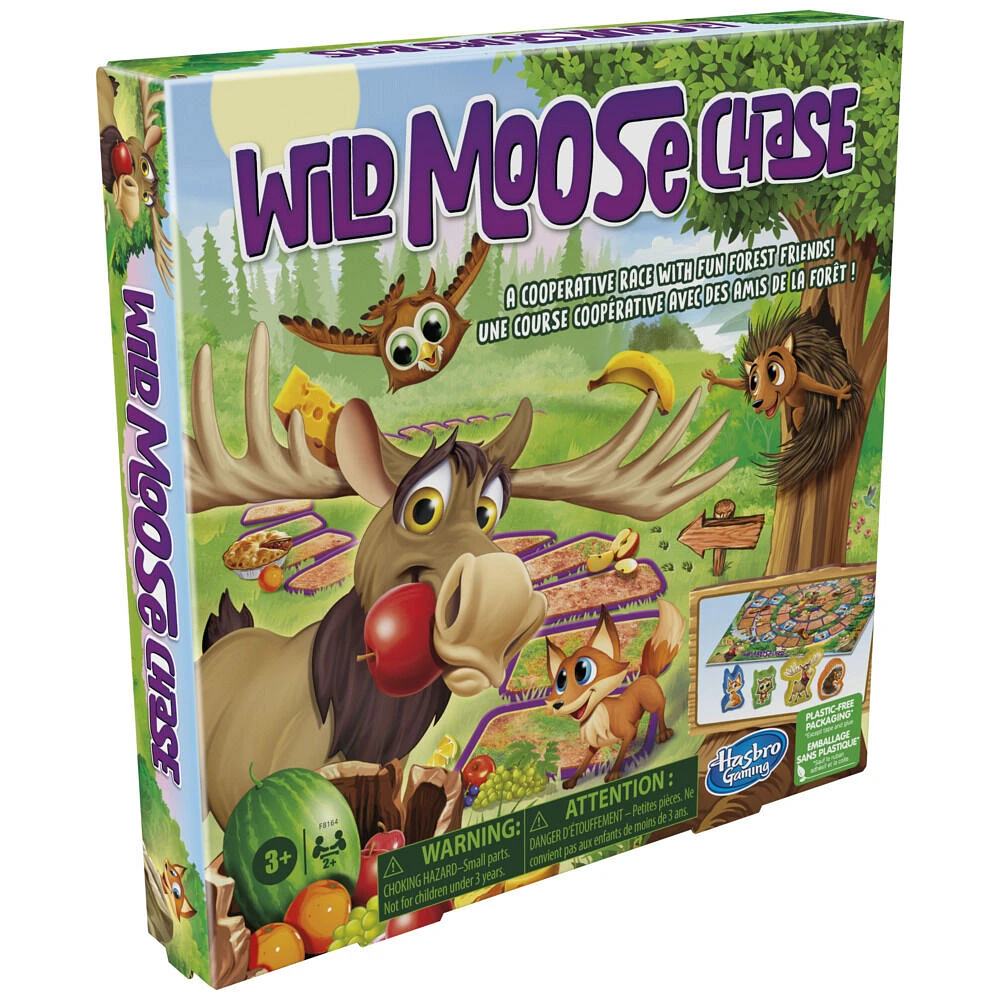 Wild Moose Chase Board Game, Forest-Themed Cooperative Game for Kids, Includes 4 Wooden Movers, Preschool Games
