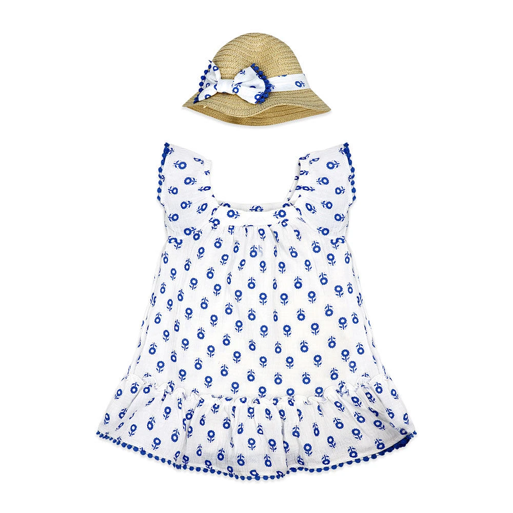 Baby Mode 2 Piece Dress Set: Blue Floral