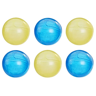 Nerf Super Soaker Hydro Balls 6-Pack, Reusable Water-Filled Balls Burst on Impact, Fast Refill, 2 Colors