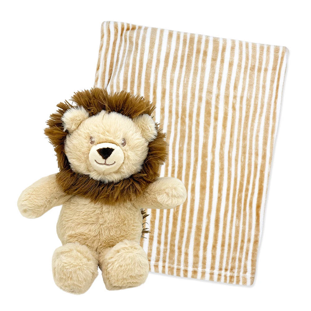Couverture polaire avec jouet Lion beige