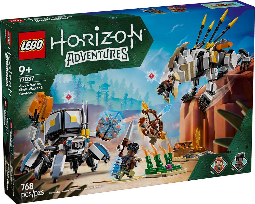 LEGO Horizon Adventures Aloy et Varl contre Shell-Walker et Sawtooth, Jouet avec figurines de machines 77037