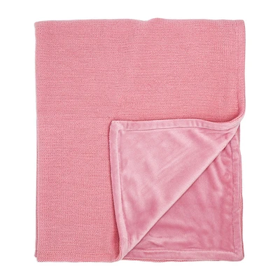 Amour Bébé Couverture en vison tricotée avec pull rose rose