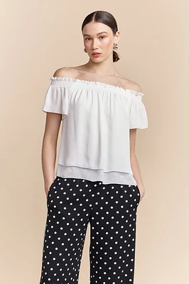 Off-the-shoulder top with ruching