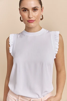 Top with frill and rib knit detail