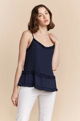 Sleeveless top with frills