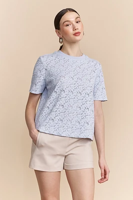 Haut ample manches courtes en dentelle