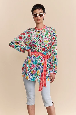 Printed blouse with sash