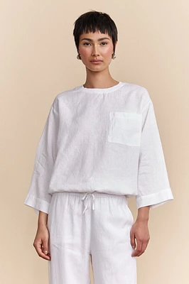 Oversized linen top