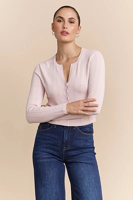 Pointelle knit cardigan