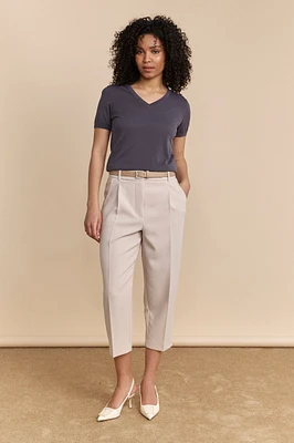 Pantalon écourté à plis