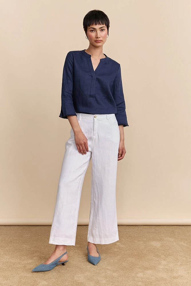 Pantalon écourté en lin