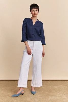 Wide leg crop linen pants