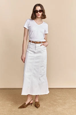 Long denim skirt