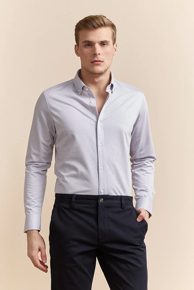 Chemise micro carreaux tricot fit ajusté