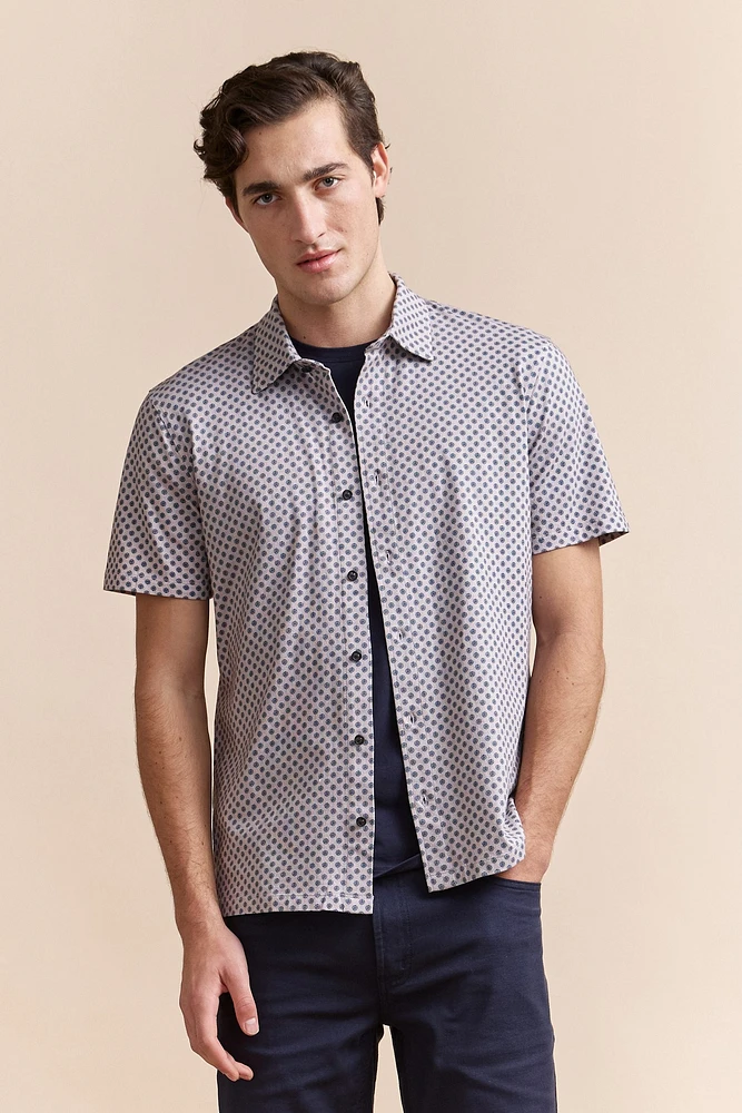 Micro pattern printed jersey shirt