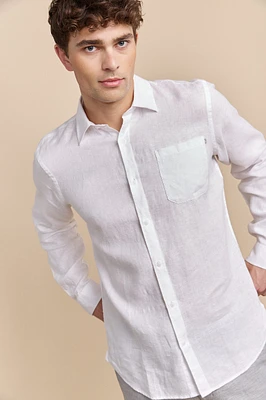Semi-fitted linen shirt