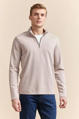 T-shirt texturé col montant à zip