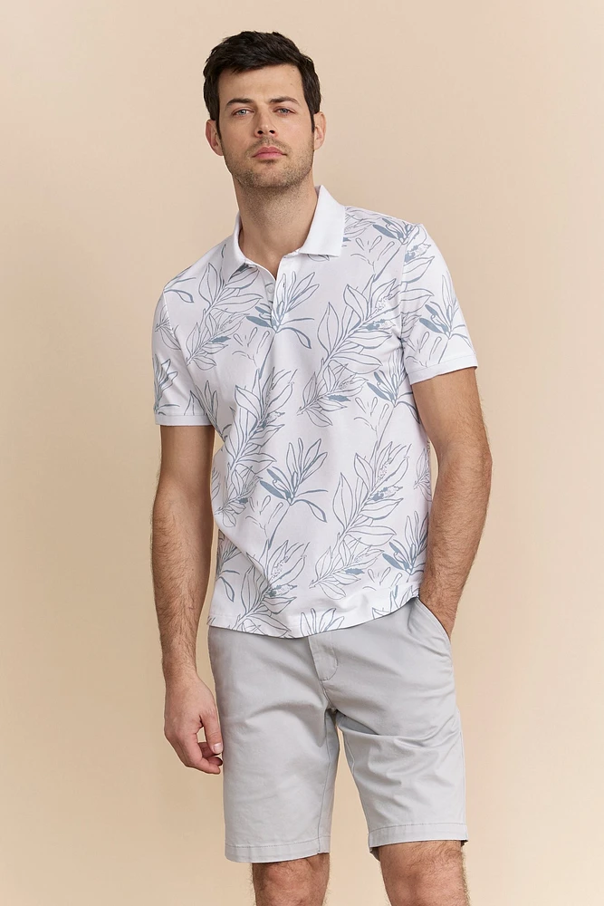 Foliage print polo