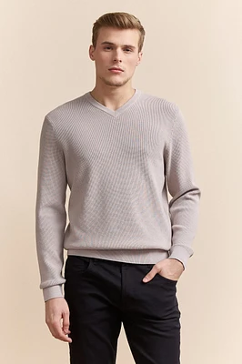 Pull texturé col en V